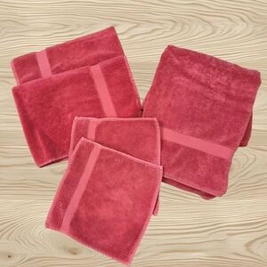Restoration Hardware 5 Piece Lot of Bath Towels Red 100% Cotton Terry